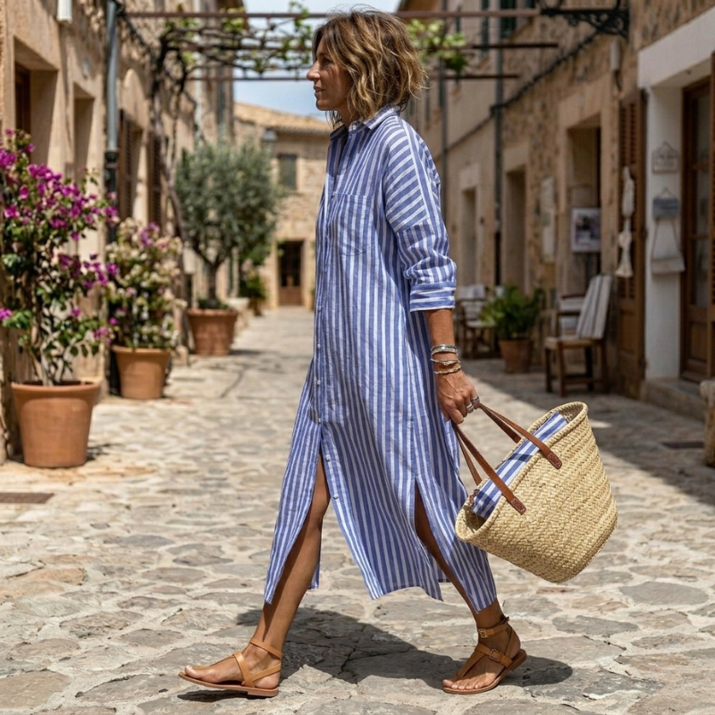 Nichole | Elegant Striped Summer Dress
