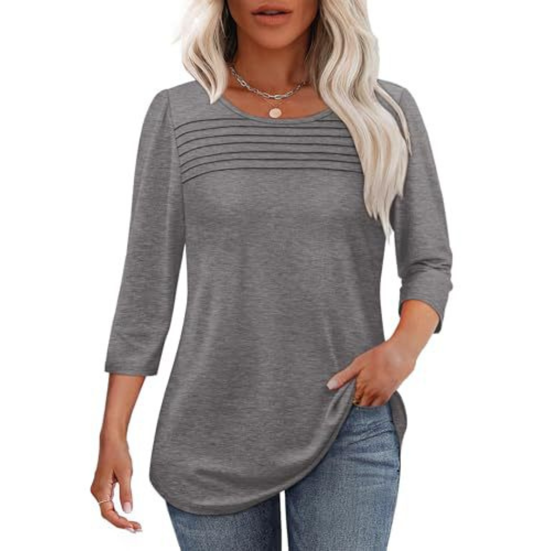Allison | Casual Pleated Front Spring Top