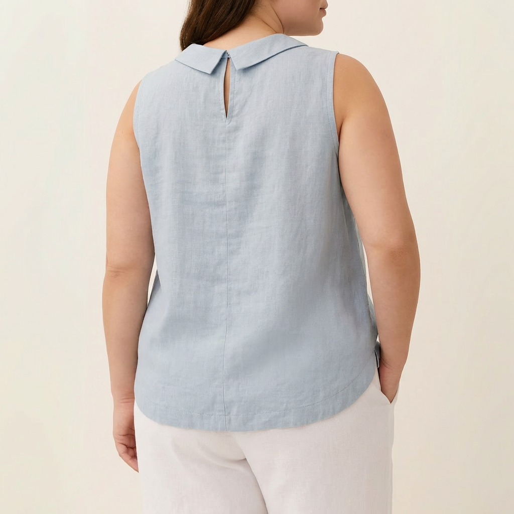 Genevieve | Sleeveless Roll Collar Top