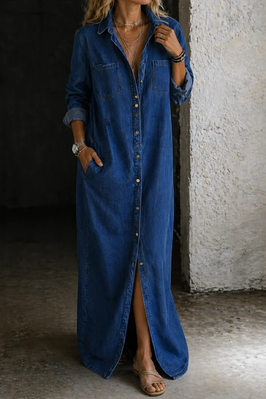 Zella | Relaxed Button Front Maxi Shirt Dress