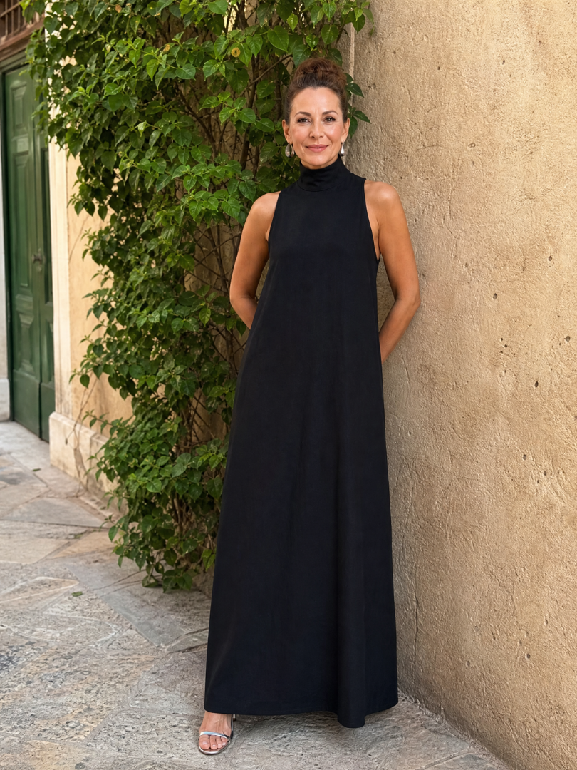 Serephine | Sleeveless Mock Neck Pocket Maxi Dress