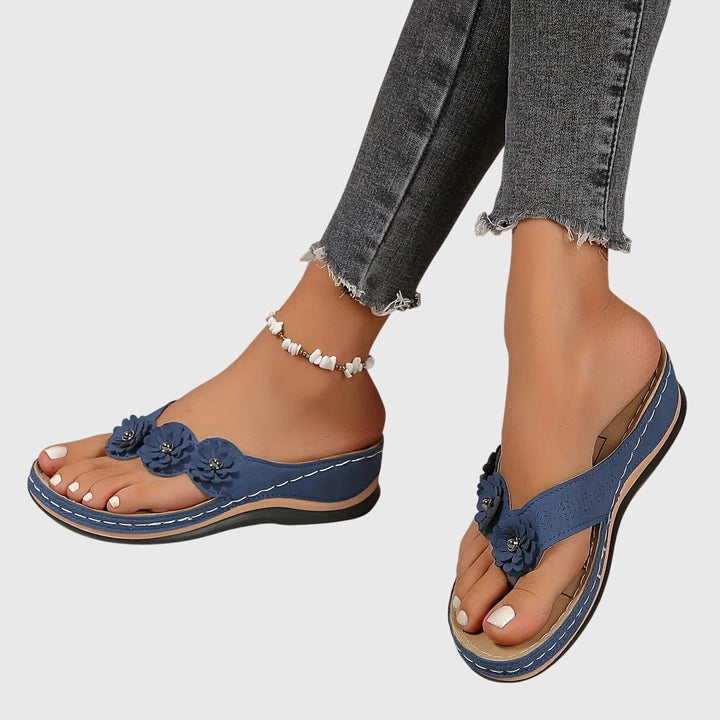 Alexa | Floral Comfort Wedge Flip Flops