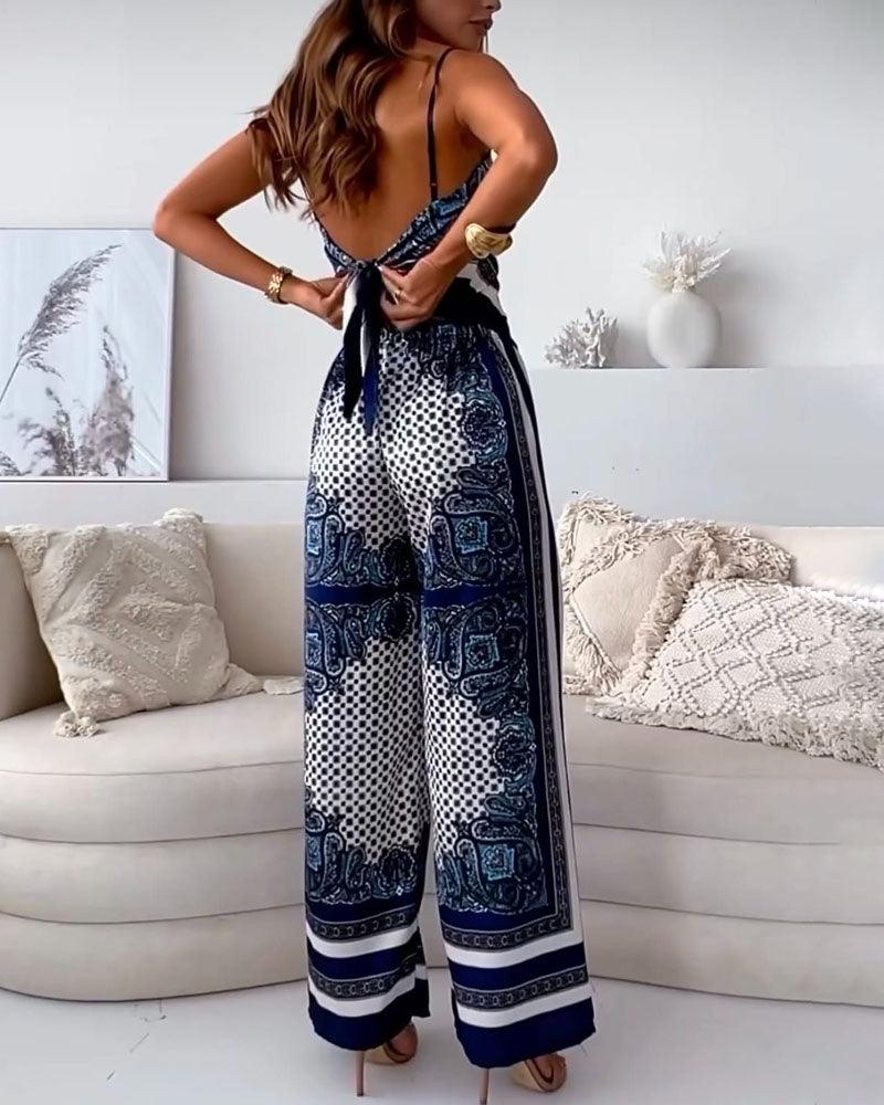 Helen | Vacation Ready Stylish Lace-Up Vest &amp; Pants Two-Piece Set Dress