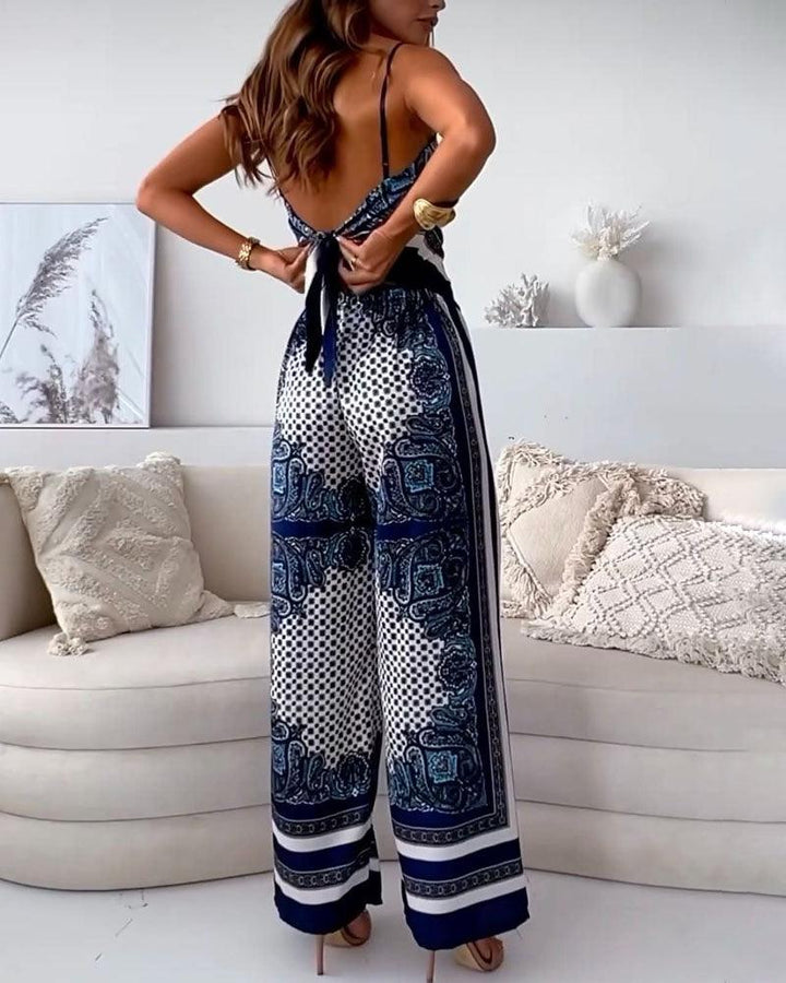 Helen | Vacation Ready Stylish Lace-Up Vest &amp; Pants Two-Piece Set Dress
