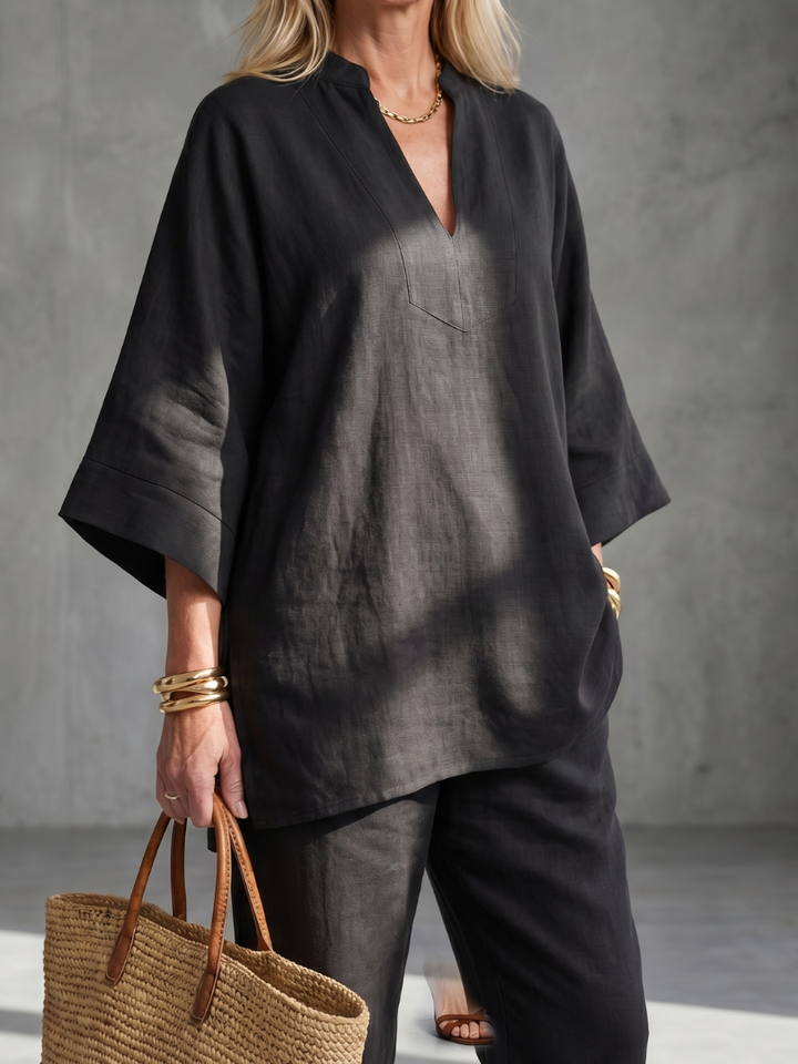 Georgiana | V-Neck Tunic Gathered Trouser Set