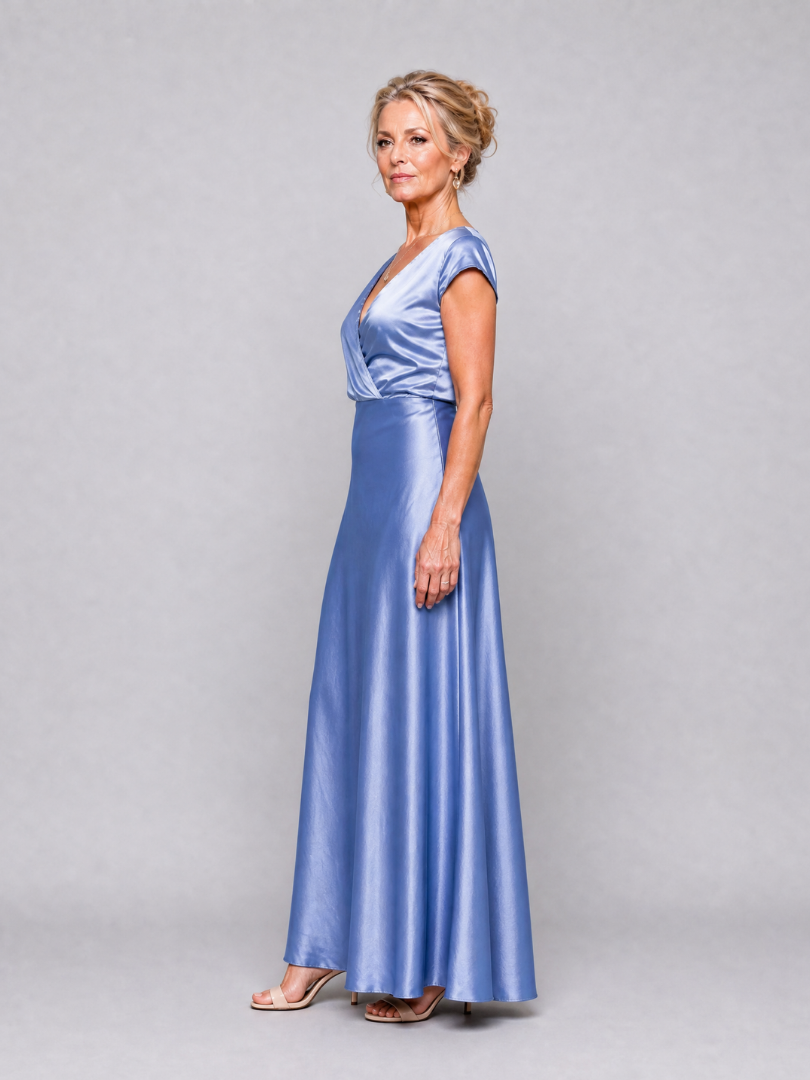 Samouse Cap Sleeve Wrap Bodice Maxi Dress