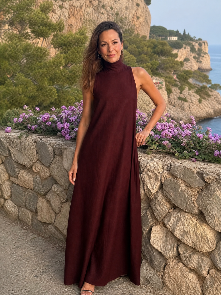 Serephine | Sleeveless Mock Neck Pocket Maxi Dress