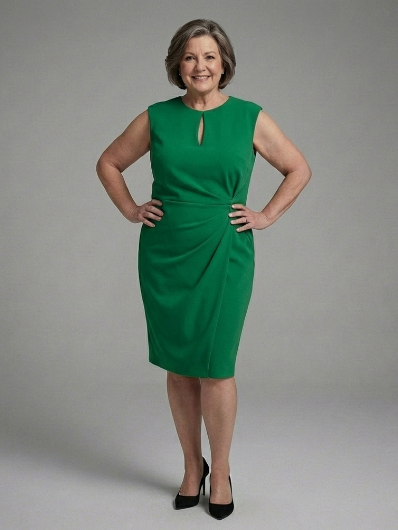 Faelina | Sleeveless Keyhole Ruched Midi Dress