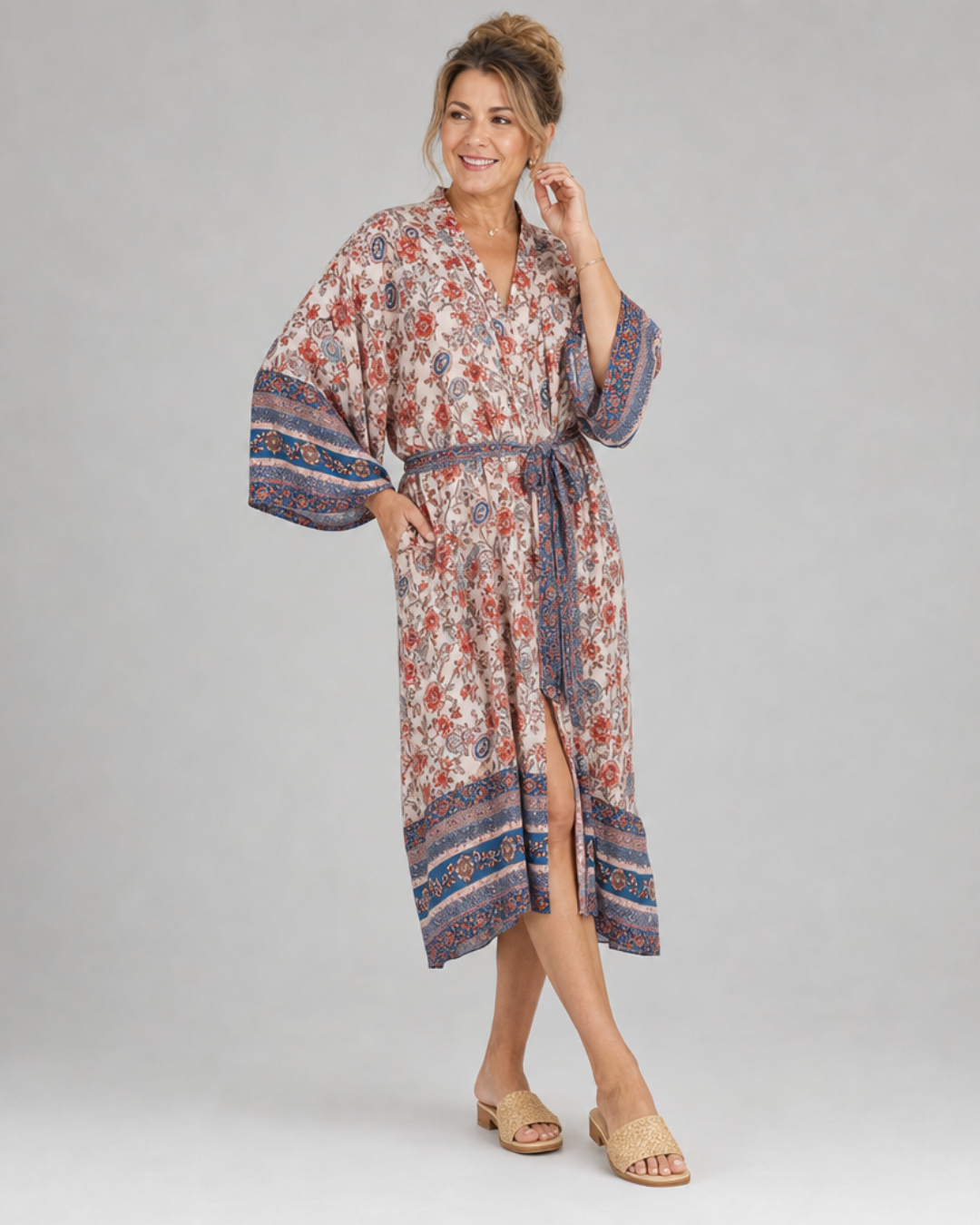 Miralyn | Floral Satin Wrap Lounge Robe