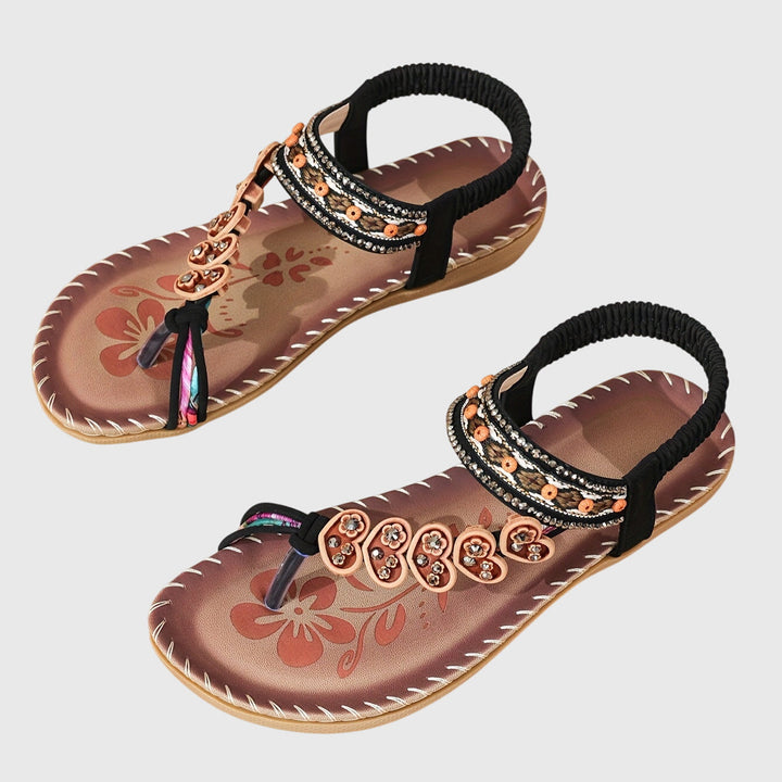 Winslet | Embellished Beaded T-Strap Sandals