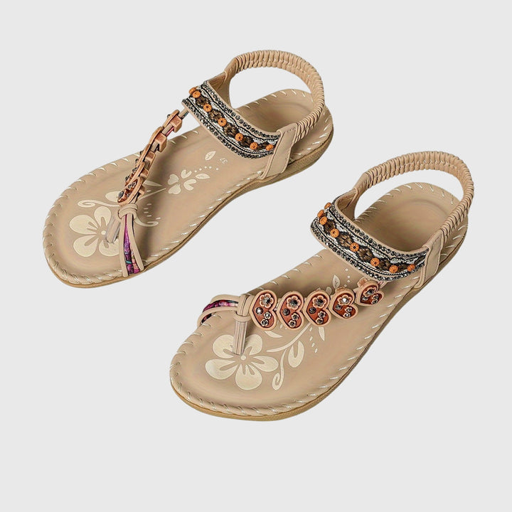 Winslet | Embellished Beaded T-Strap Sandals