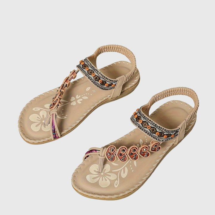 Winslet | Embellished Beaded T-Strap Sandals