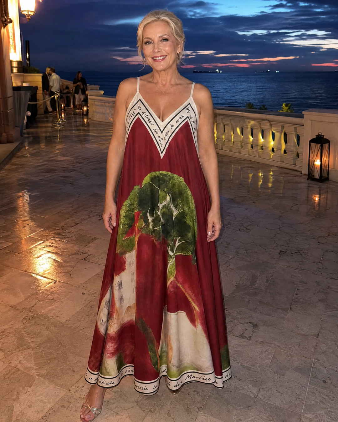 Lira | Scenic Print Sleeveless Flowing Midi Dress