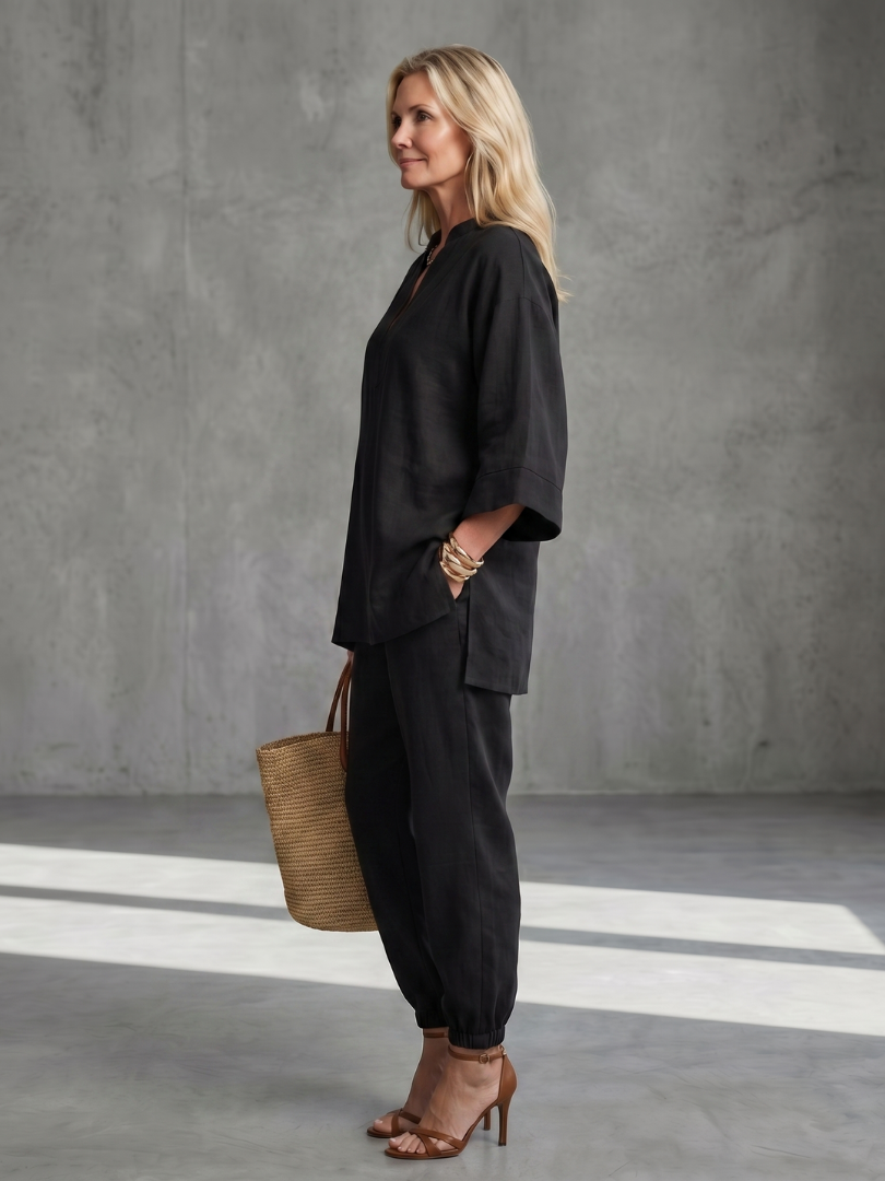 Georgiana | V-Neck Tunic Gathered Trouser Set