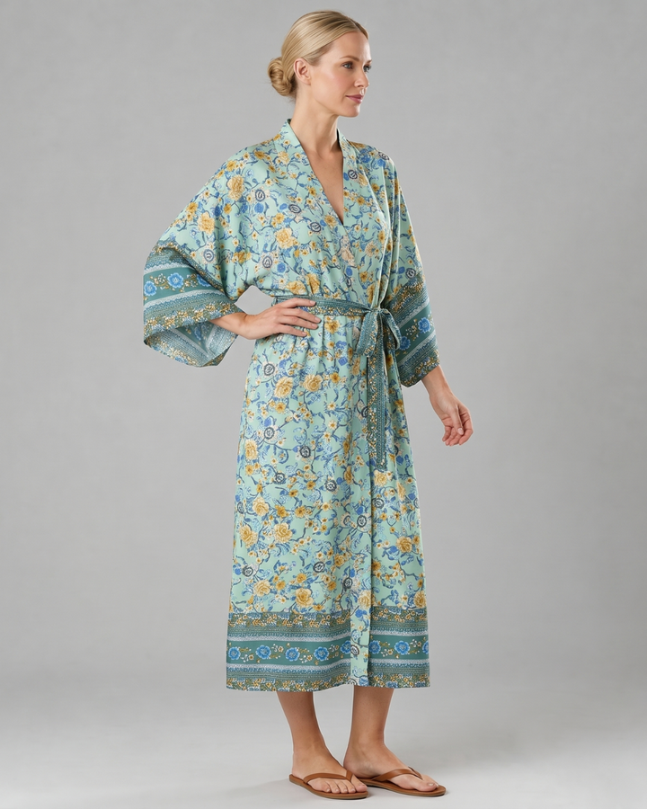 Miralyn | Floral Satin Wrap Lounge Robe