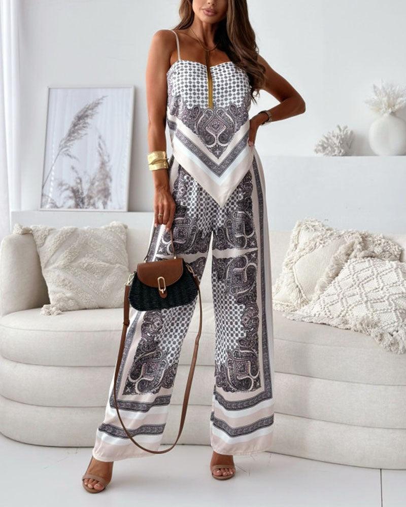 Helen | Vacation Ready Stylish Lace-Up Vest &amp; Pants Two-Piece Set Dress
