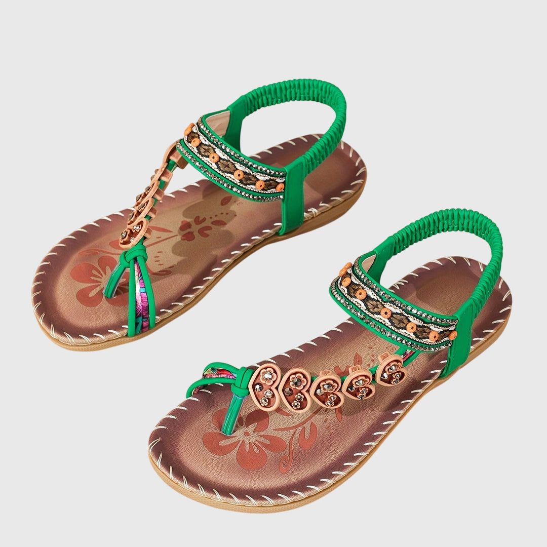 Winslet | Embellished Beaded T-Strap Sandals
