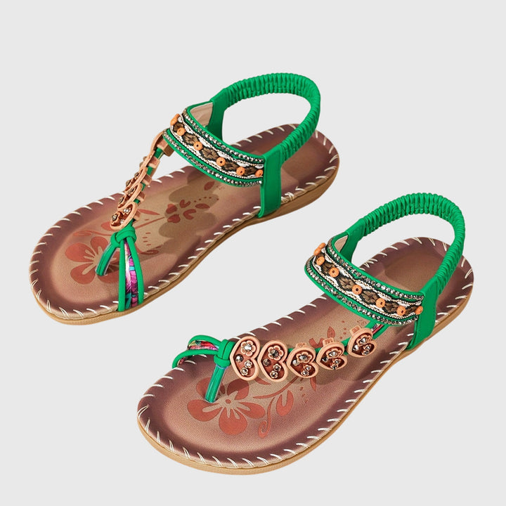 Winslet | Embellished Beaded T-Strap Sandals