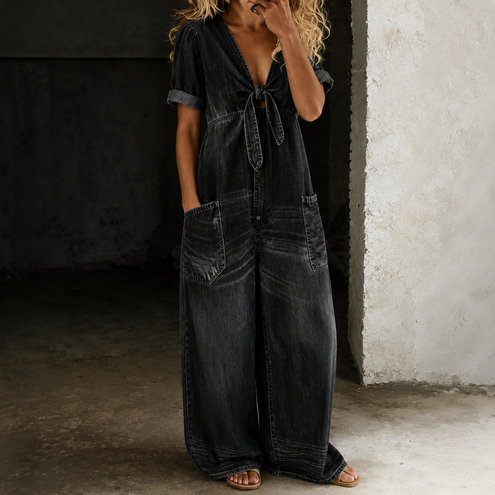 Soleil Denim Wide-Leg Jumpsuit