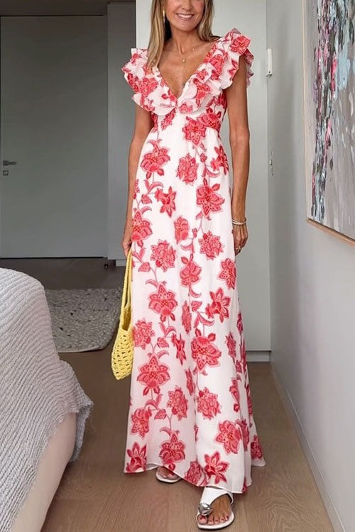 Patricia | Ruffle Floral Print Maxi Dress