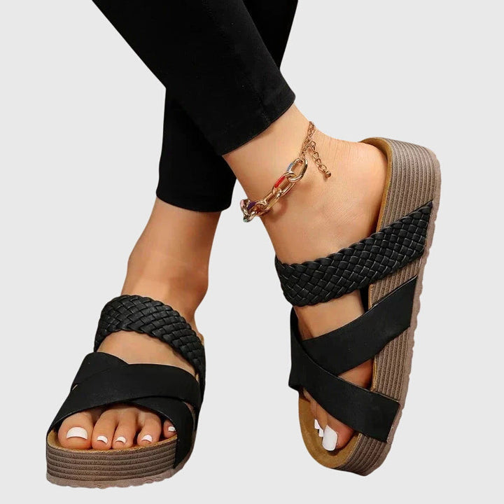 Sofia | Braided Cross Strap Slide Sandals