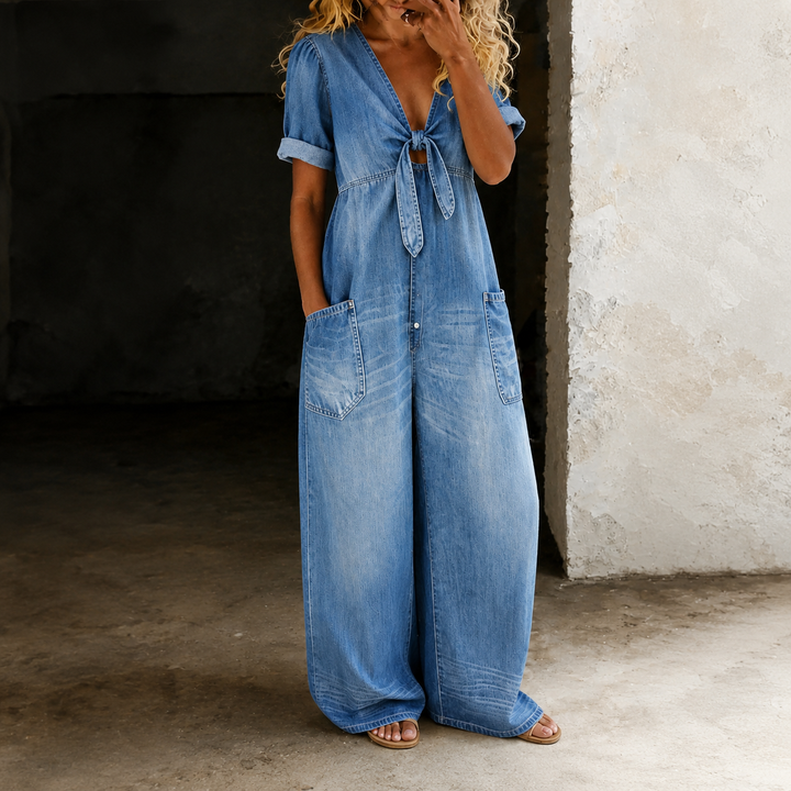 Soleil Denim Wide-Leg Jumpsuit