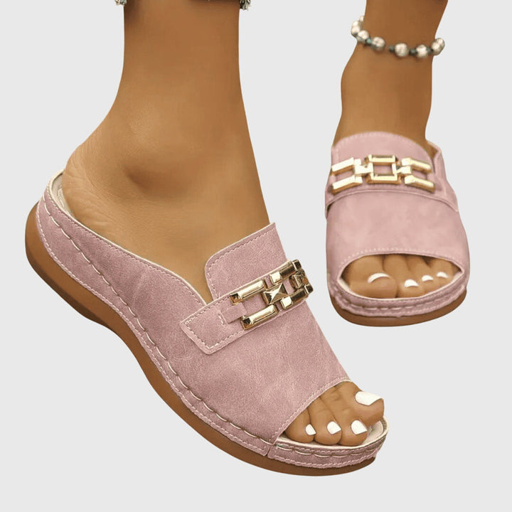 Kaylee | Chain Accent Slide Sandals