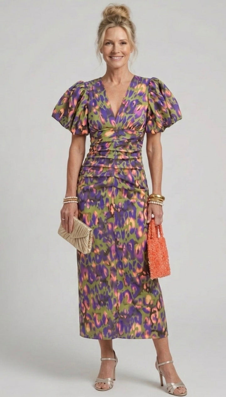 Clara | Vivid Pleated Midi Dress
