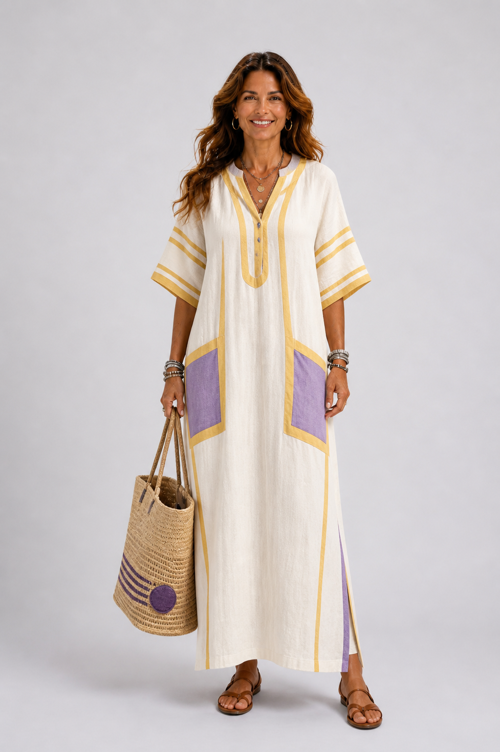 Zafira | V-Neck Short Sleeve Pocket Maxi Dress