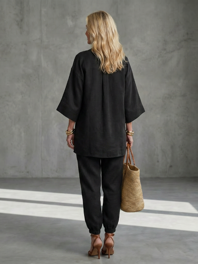 Georgiana | V-Neck Tunic Gathered Trouser Set