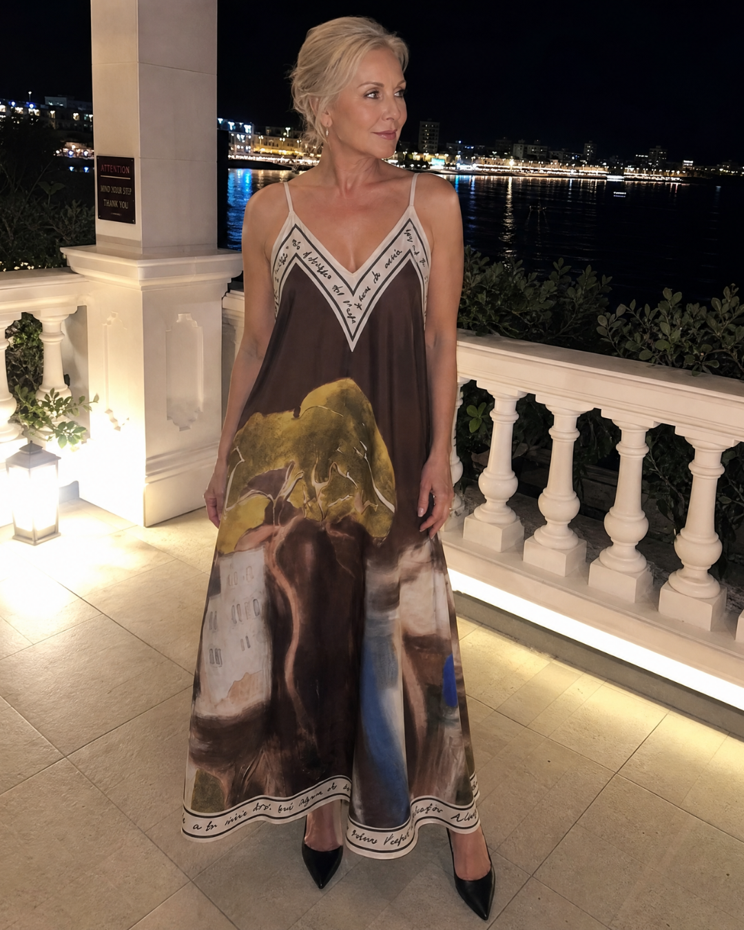 Lira | Scenic Print Sleeveless Flowing Midi Dress