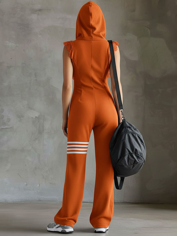 Giada | Retro Sports Hooded Striped Jumpsuit