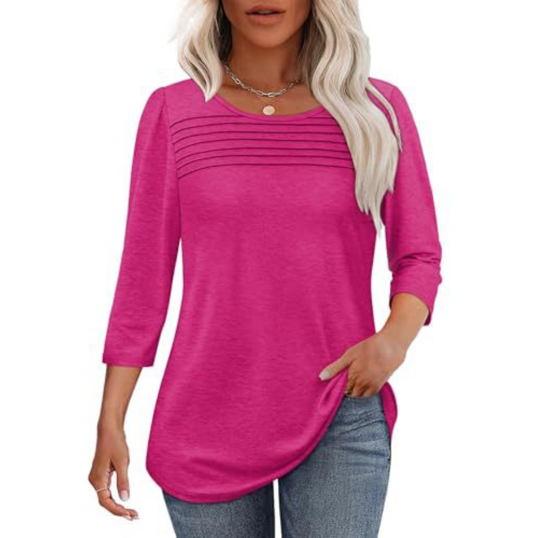 Allison | Casual Pleated Front Spring Top