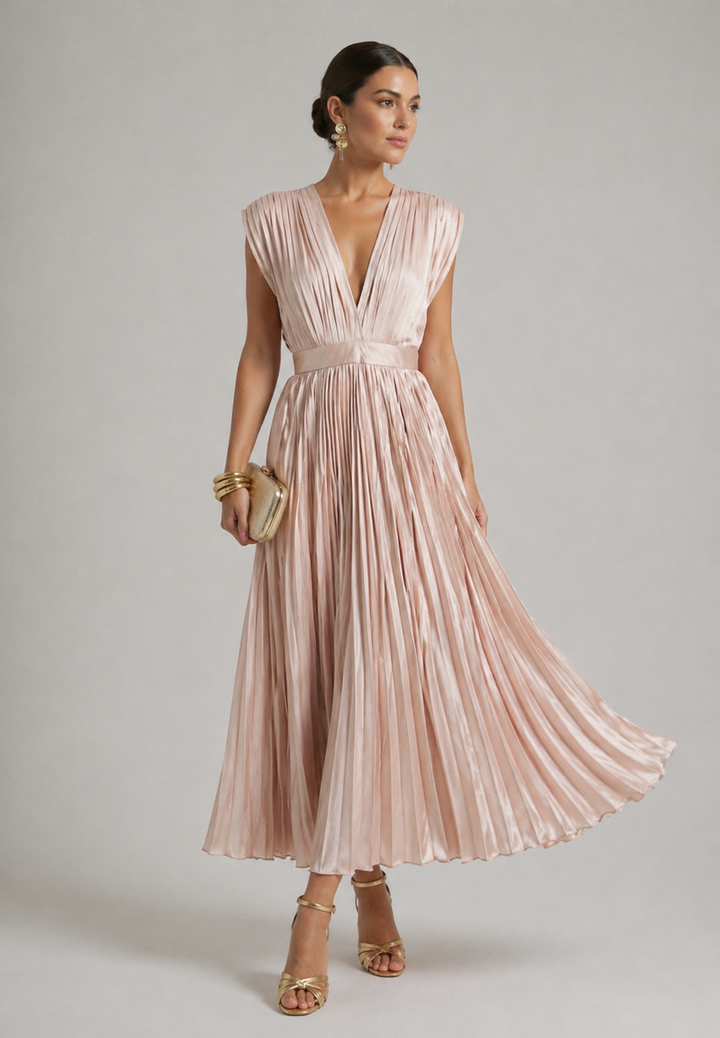 Lily | Timeless Pleated Midi Dress