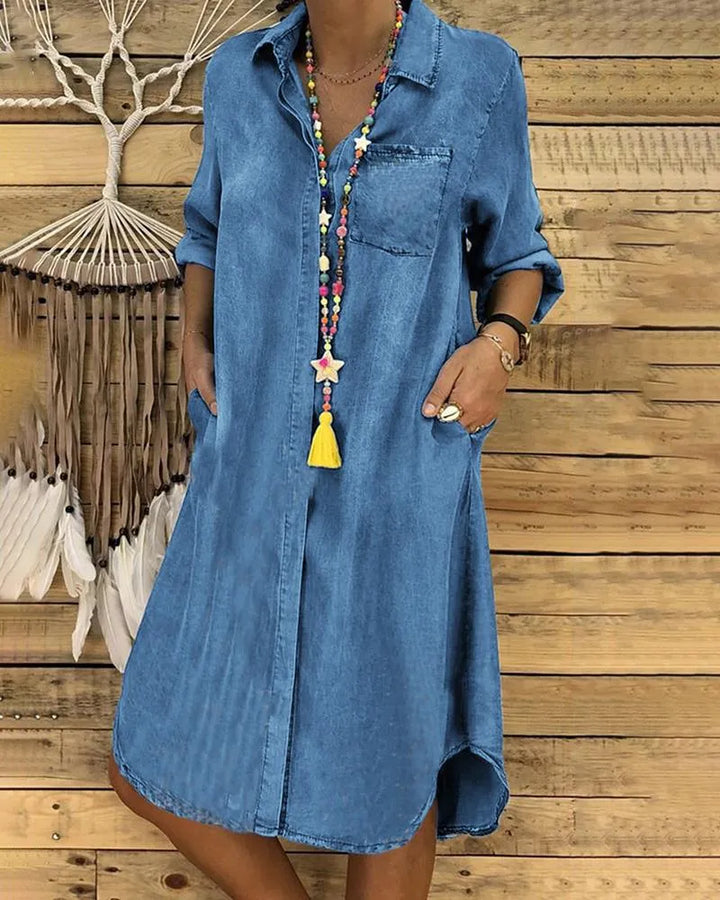 Clara | Stylish Casual Denim Shirt Dress
