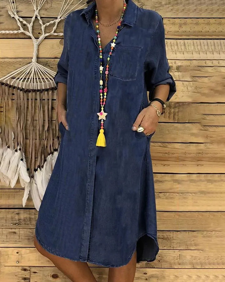 Clara | Stylish Casual Denim Shirt Dress