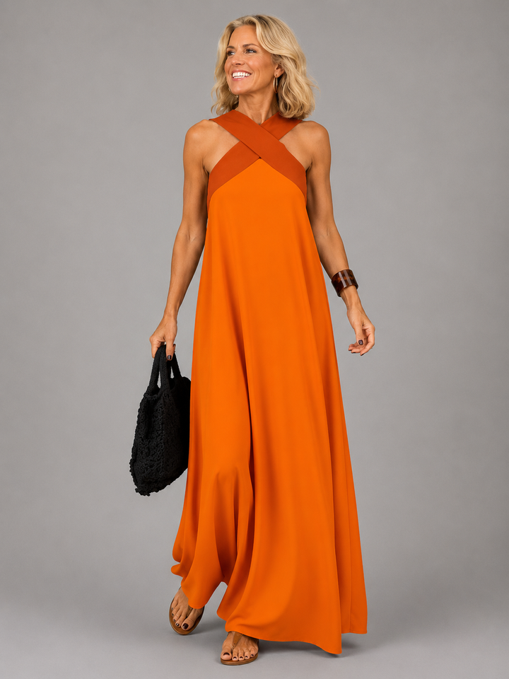 Velora | Cross Elegance Maxi Dress