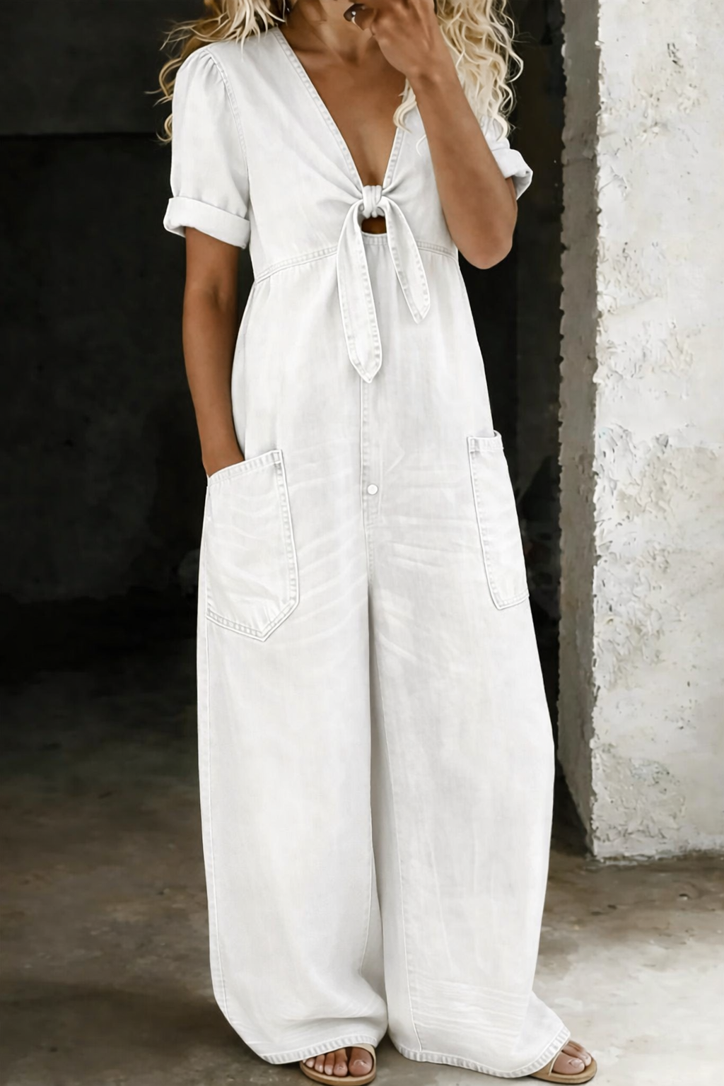 Maya | V-Neck Short Sleeve Jumpsuit