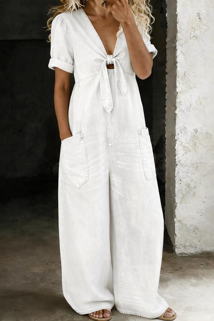Maya | V-Neck Short Sleeve Jumpsuit