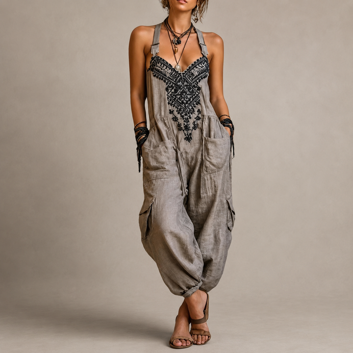 Danica | Embroidered Relaxed Utility Jumpsuit