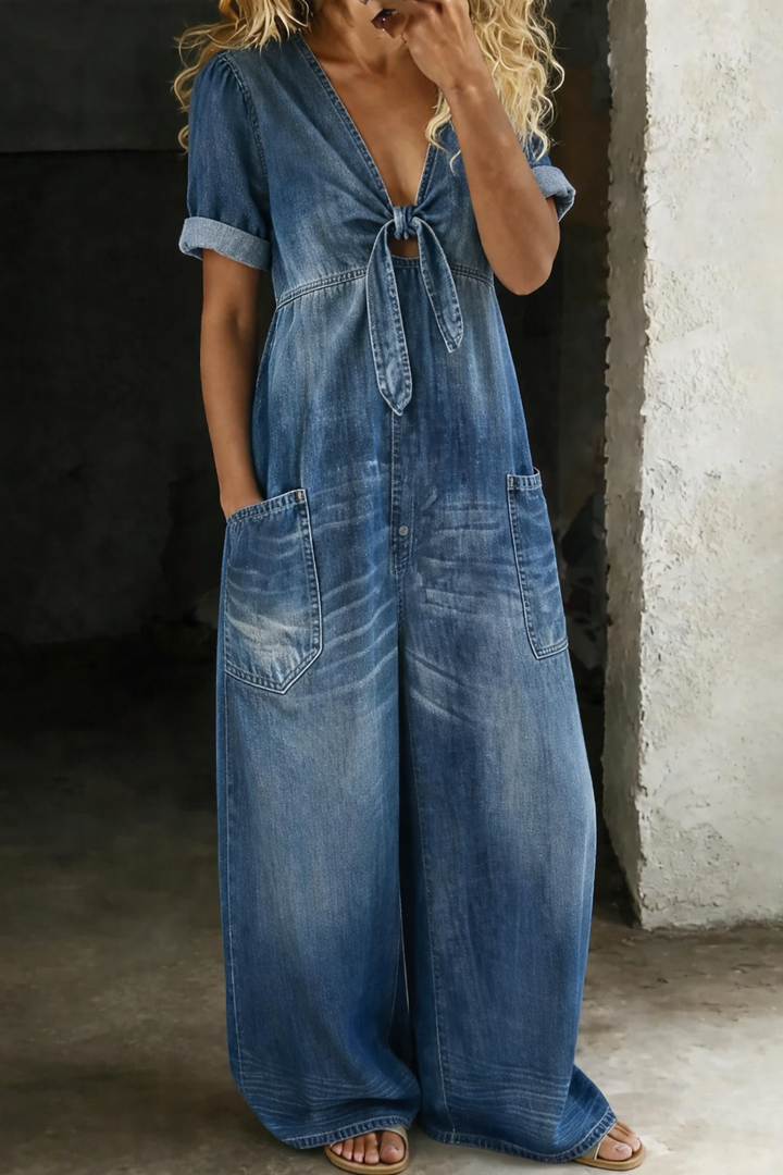 Maya | V-Neck Short Sleeve Jumpsuit