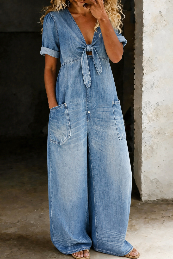 Maya | V-Neck Short Sleeve Jumpsuit