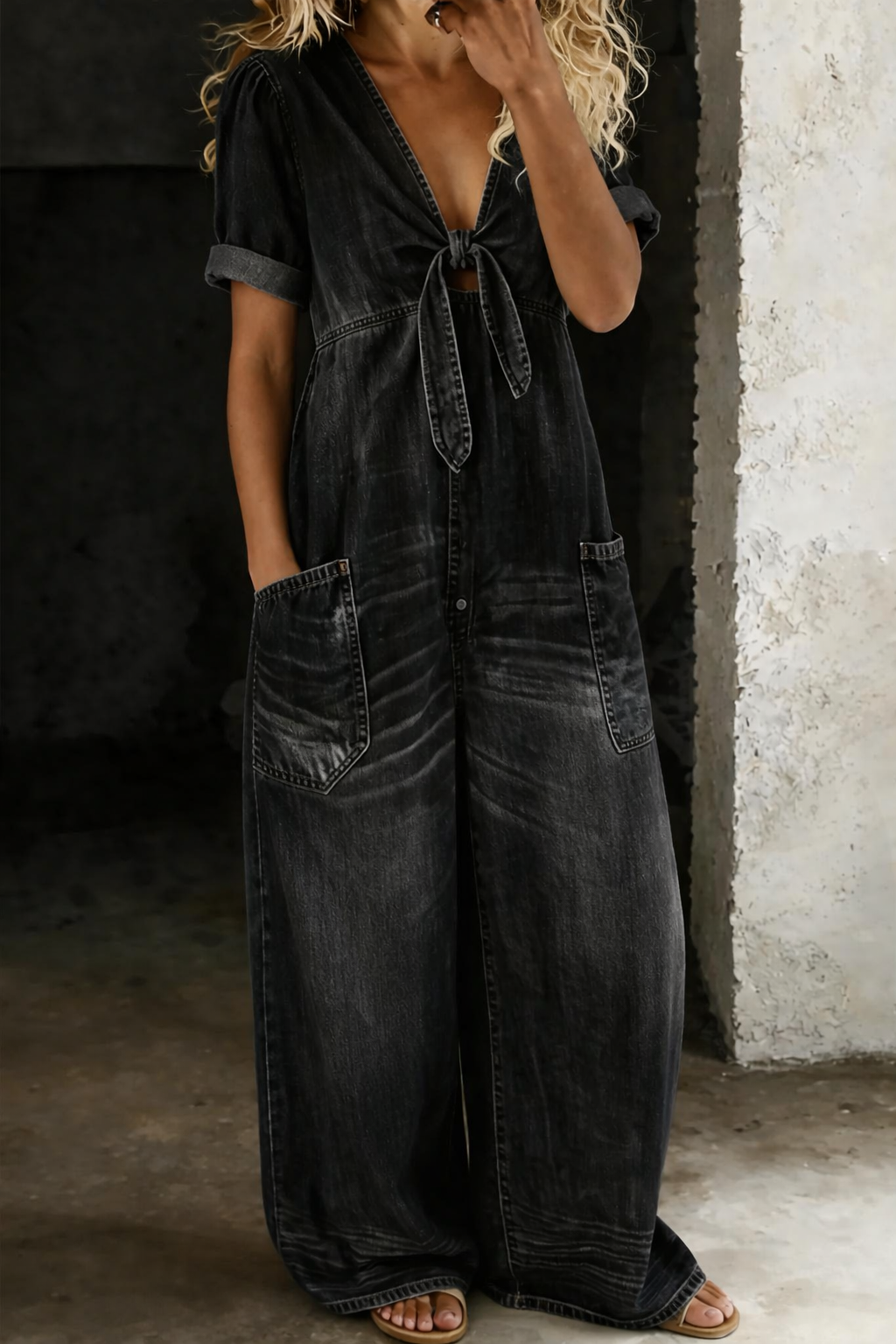 Maya | V-Neck Short Sleeve Jumpsuit