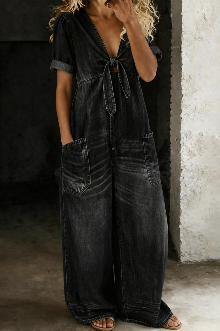 Maya | V-Neck Short Sleeve Jumpsuit