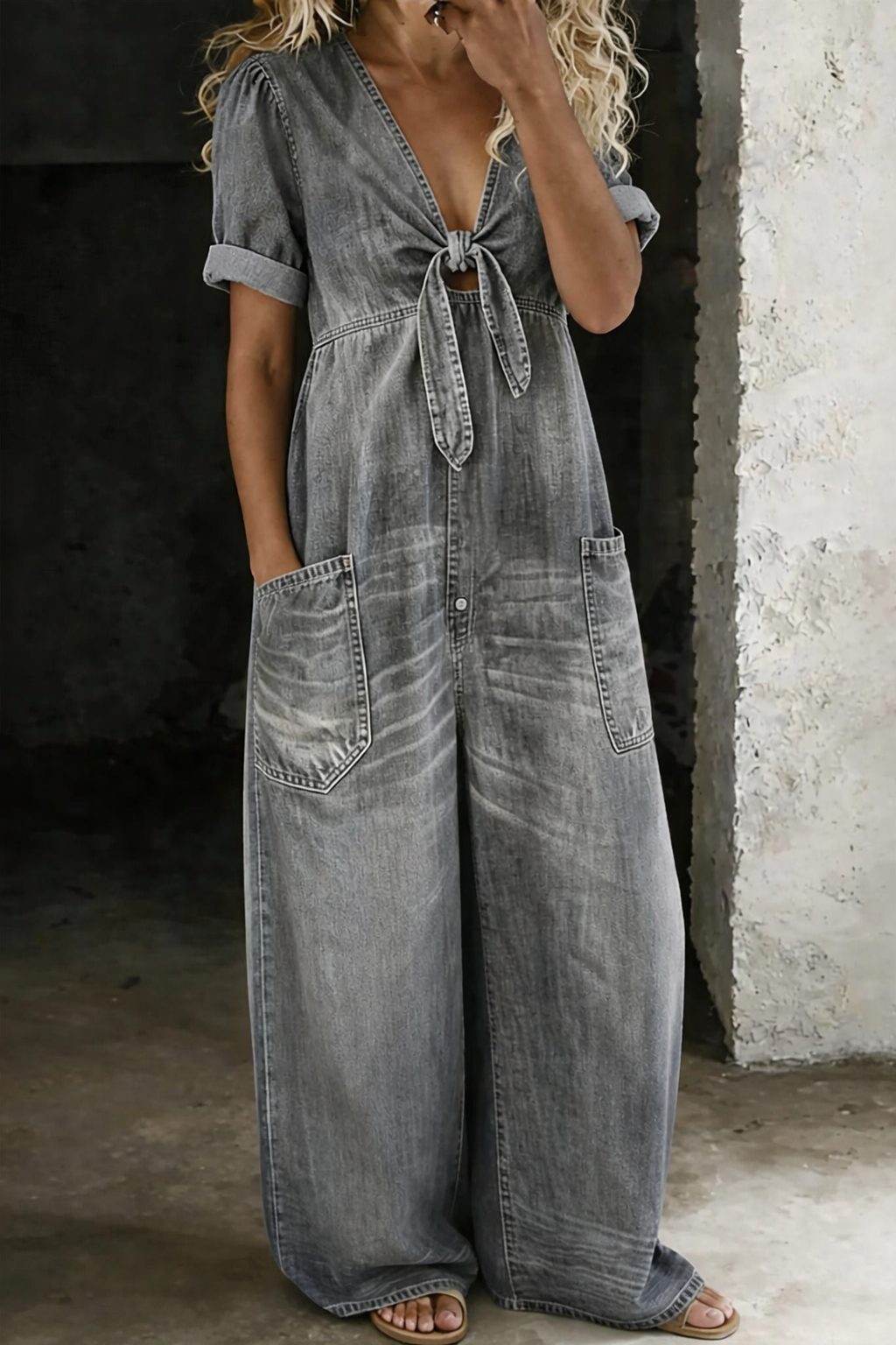 Maya | V-Neck Short Sleeve Jumpsuit