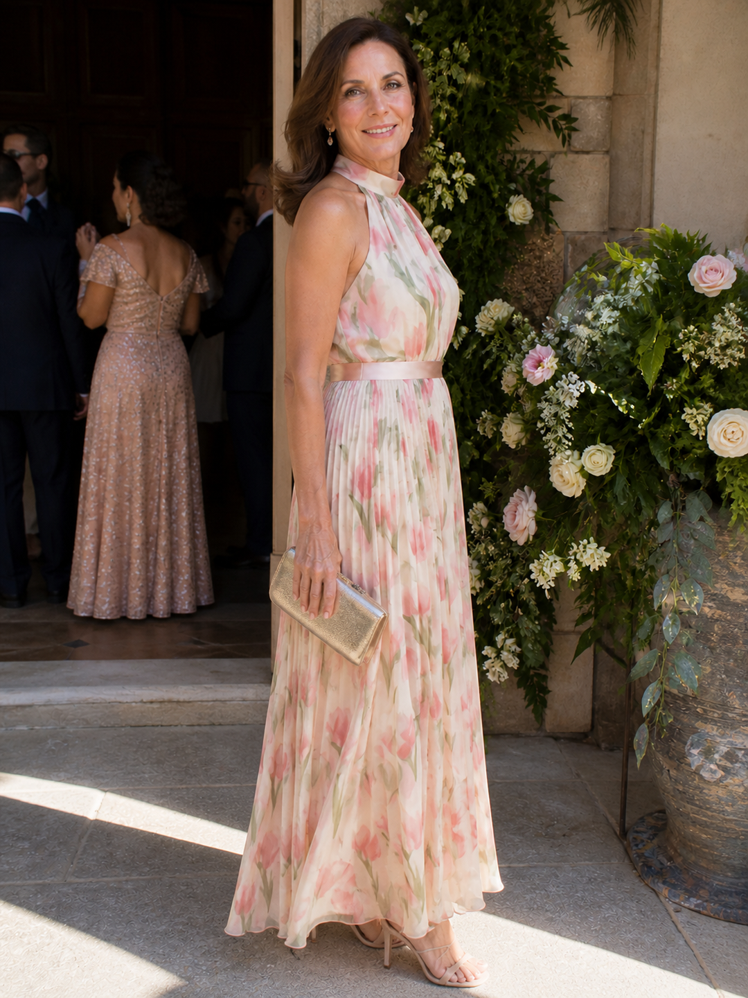 Melanie | Halter Neck Floral Midi Dress