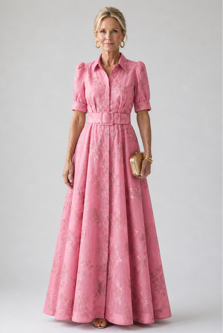 Linda | Belted Floral Maxi Dress