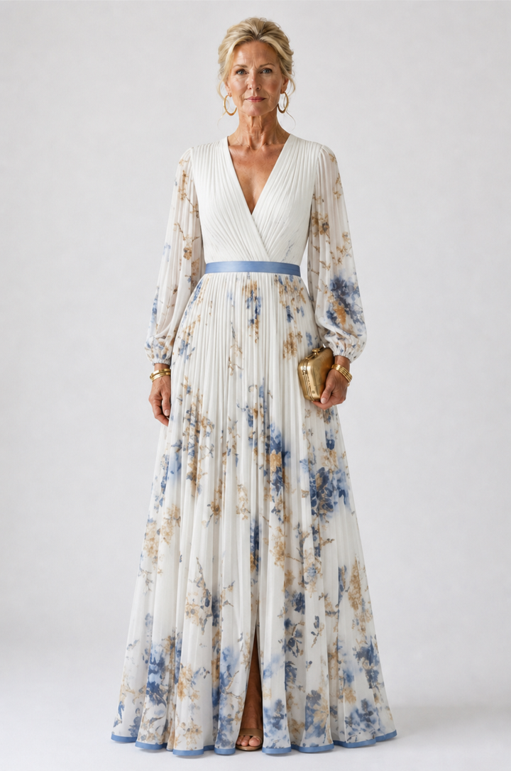 Alice | Long Sleeve V-Neck Floral Maxi Dress