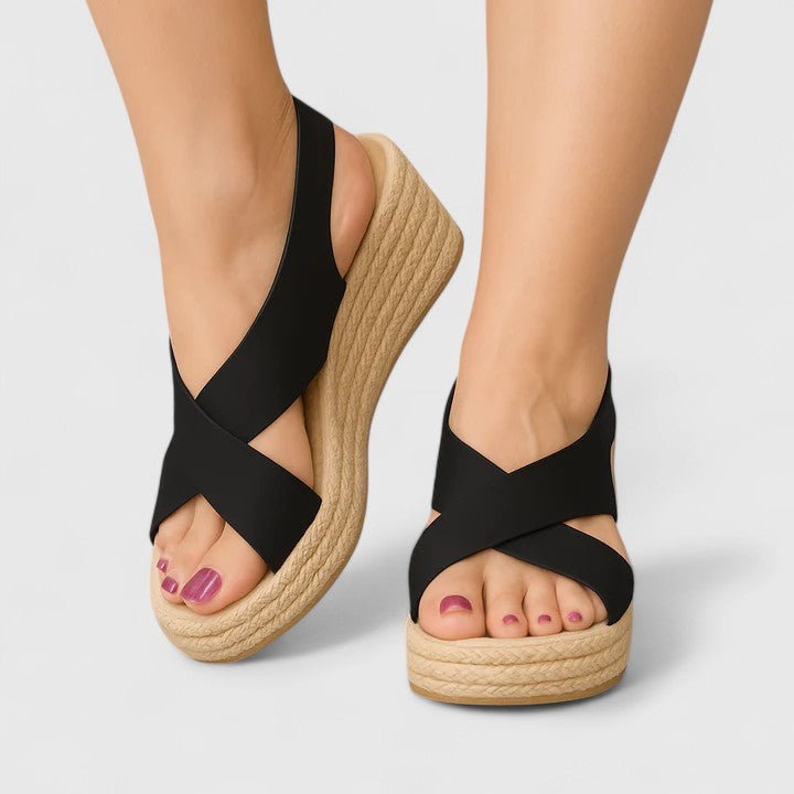 Amanda | Crisscross Platform Slingback Sandals