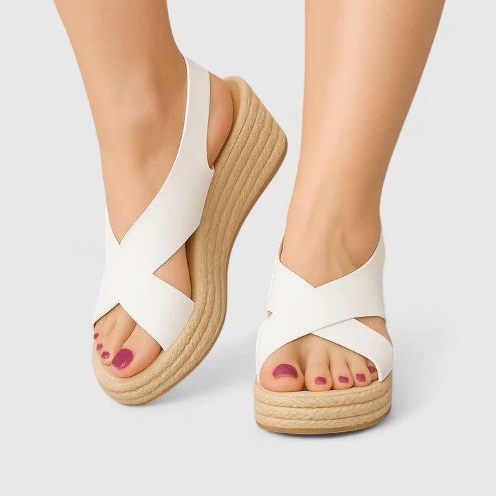 Amanda | Crisscross Platform Slingback Sandals